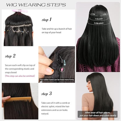 4Pcs Hair Extensions Clip in Brown Black Clip in Hair Extensions for Women Straight Hair Extensions Long 20 Inches(4pcs, 20Inch, 4#)