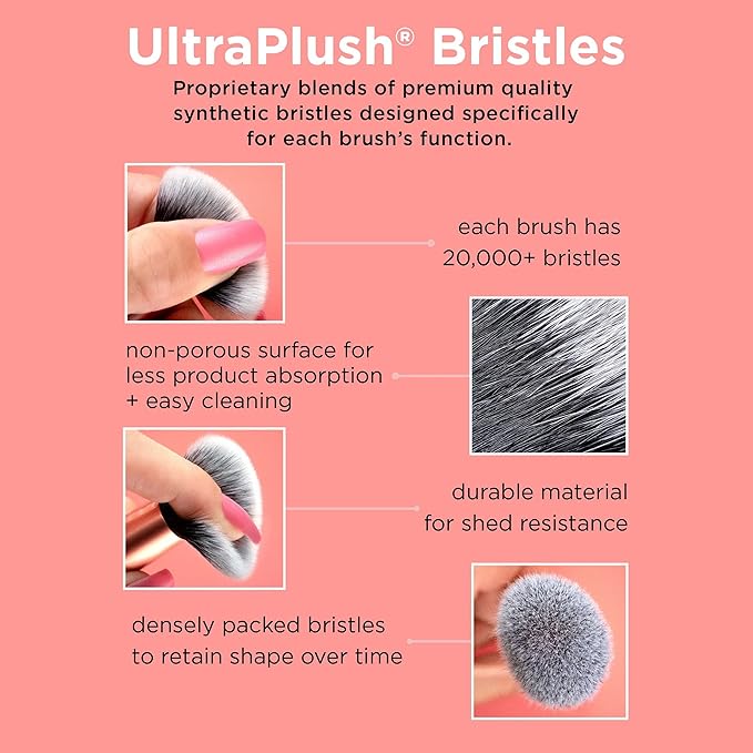 Real Techniques Power Pigment Blush Makeup Brush, Cheek Brush For Liquid & Cream Blush, Dense, Synthetic Bristles, Unique Pointed Shape For Precise Application, Vegan & Cruelty Free, 1 Count