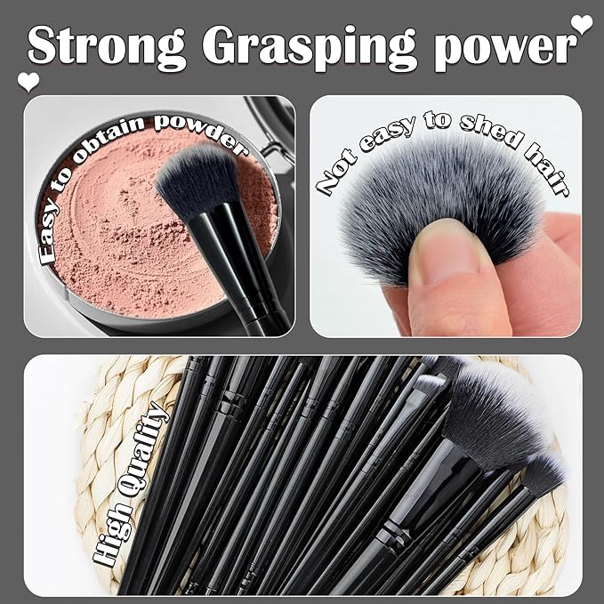 Makeup Brush Set, 48Pcs Makeup Tool Set Premium Synthetic Foundation Concealers Powder Eye Shadows Makeup Brushes Kit for for Beginner Professional, Black