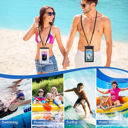 2 Pack Waterproof Phone Pouch Floating Large Waterproof Cellphone Dry Bag Case for iPhone 16 15 14 13 12 11 Pro Max XS XR X Galaxy S20-S24 Up to 7", PVC IPX8 Underwater HD Touch Phone Protector