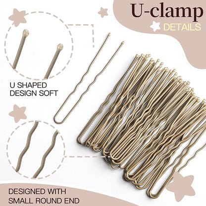 FANDAMEI Hair Net for Kids, Invisible Hair Nets 20PCS 30cm with 40PCS U Shaped Hair Pins, Hair Nets for Buns, Bun Hair Nets for Ballet Girls Hair Accessories Set for Women, Girls-Tan Brown