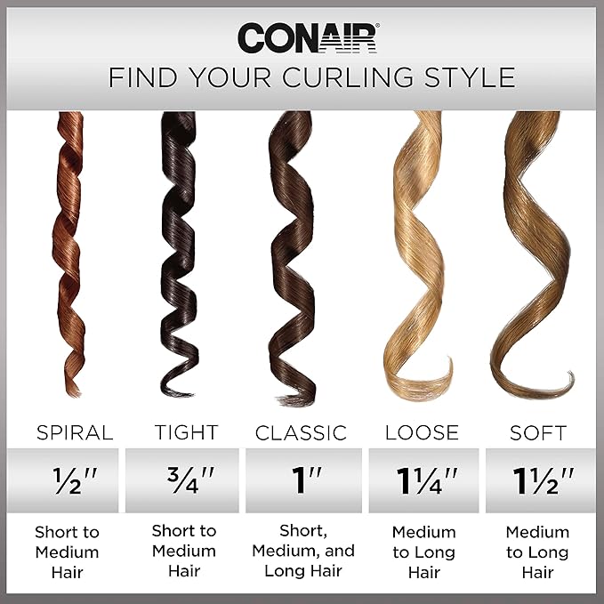 Conair Instant Heat 1 1/2-Inch Curling Iron, 1 ½ inch barrel produces soft waves – for use on medium and long hair