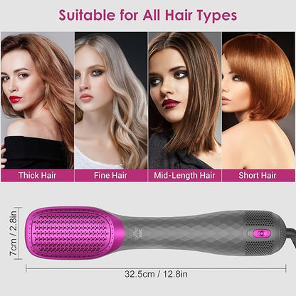 3 in 1 Hair Dryer Brush Professional 1200W Powerful Ceramic Tourmaline 3 Heat/2 Speed Settings One Step Hair Dryer and Styler (Gray)