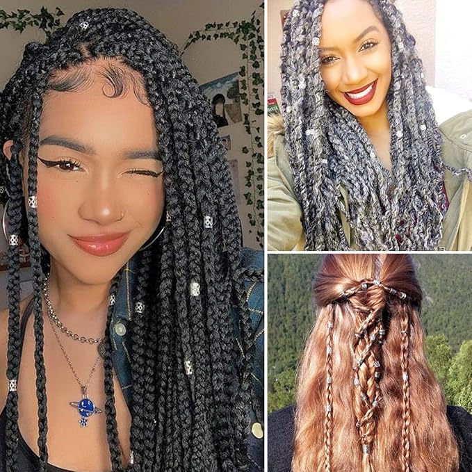 100 PCS Loc Hair Jewelry for Women - Braids & Dreadlocks Accessories - Metal Hair Clips, Adjustable Cuffs & Braiding Rings
