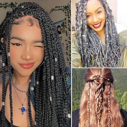 100 PCS Loc Hair Jewelry for Women - Braids & Dreadlocks Accessories - Metal Hair Clips, Adjustable Cuffs & Braiding Rings