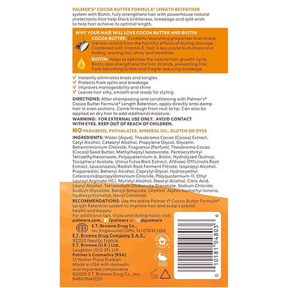 Palmer's Cocoa Butter & Biotin Length Retention Leave-In Conditioner, Instant Detangler, Soften and Strengthen Textured and Curly Hair, 8.5 Ounce