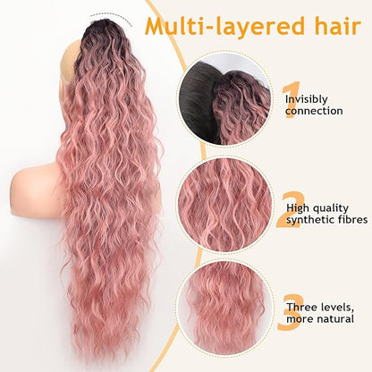 ORSUNCER Ponytail Extension Claw 30" Curly Pony Tail Clip in Claw Hair Extensions Fluffy Natural Looking Synthetic Hairpiece for Women