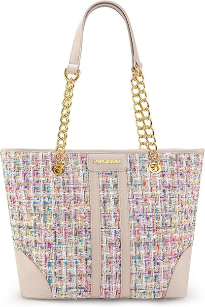 Montana West MEDIUM Tote Bag for Women Quilted Chain Handbags Shoulder Purse
