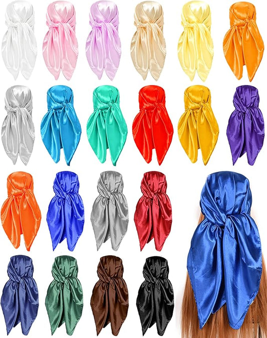 35" Satin Head Scarf Large Square Scarf Silk Feeling Fashion Hair Wrapping Scarves for Women Girls
