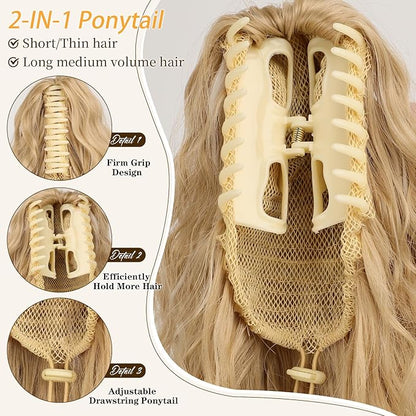ORSUNCER Ponytail Extension Claw 18" Curly Pony Tail Clip in Claw Hair Extensions Fluffy Natural Looking Synthetic Hairpiece for Women