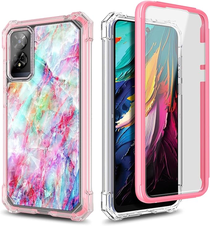 Designed for TCL 50 XE 5G Phone Case, 50 XE NXTPAPER 5G Case with Screen Protector, [Raised Corners Drop Protection] Full-Body Protective Shockproof Rugged Bumper Cover (Marble Fantasy)