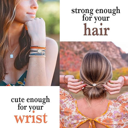 K'lani Discover Bracelets for Women – Elastic Bracelets and Boho Hair Ties – Cute Hair Ties for Women and Hair Tie Accessories – Stylish Bracelets Boho Style for Hair and Wrist – Set of 5 (Small)