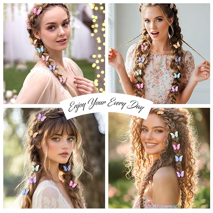 20Pcs Butterfly Hair Clips for Women Moving Glitter Butterfly Clip Fairy Accessories Light