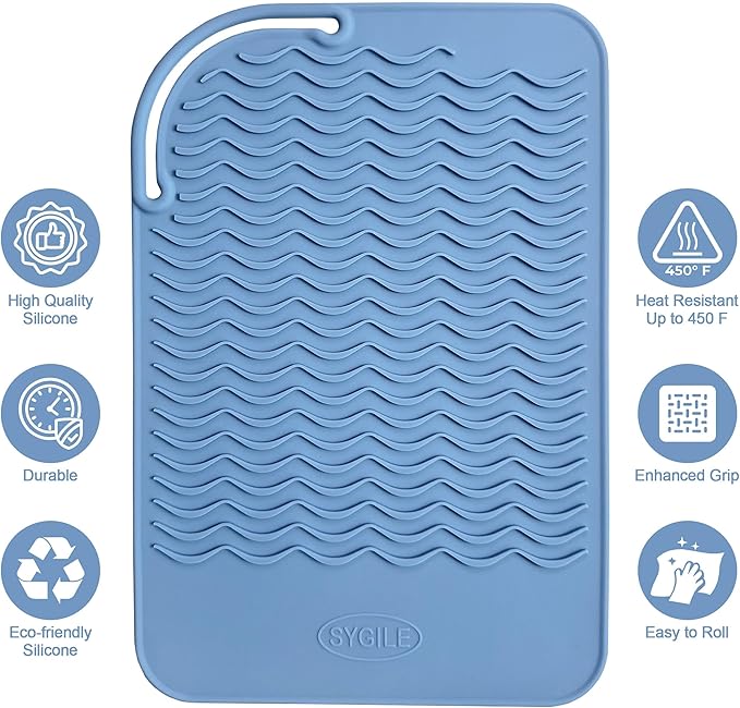 11" X 7.5" Large Heat Resistant Silicone Mat for Hair Styling Tools, Hair Straightener Pad, Curling Iron Mat, Flat Iron Mat, Hot Iron Holster Pad Counter Cover for Travel Vanity Salon