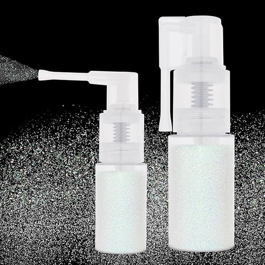 MEICOLY White Hair and Body Glitter Spray,Shinny Sparkle Glitter Spray for Clothes,Loose Shimmer Hairspray for Festival Rave Makeup/Stage Performance,Lightweight,25g/0.88OZ