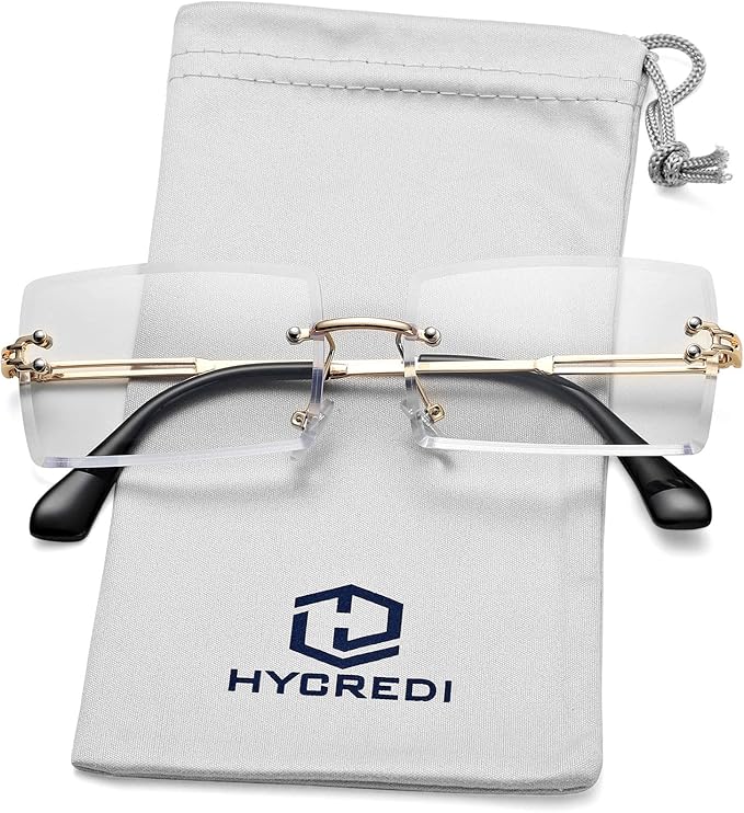 Rectangle Sunglasses for Men/Women Small Rimless Square Shade Eyewear