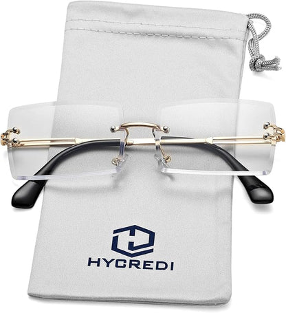 Rectangle Sunglasses for Men/Women Small Rimless Square Shade Eyewear
