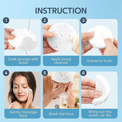 50-Colored Natural Compressed Facial Sponges, for Facial Cleansing, Reusable & Eco-Friendly, 50 PCS
