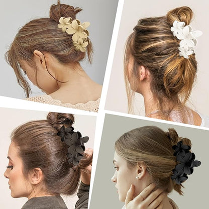 ANBALA Matte Flower Hair Accessories - 4PCS Large Plumeria Hawaiian Hair Clips with Strong Hold for Women, Non-Slip and Cute