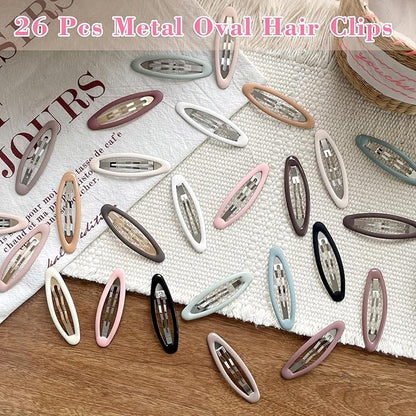 26 Pcs Metal ellipse Hair Clips No Slip for Women & Girls,Strong Hold Matte Hair Clips for Thick Hair & Thin Hair,Hair Barrettes for Women