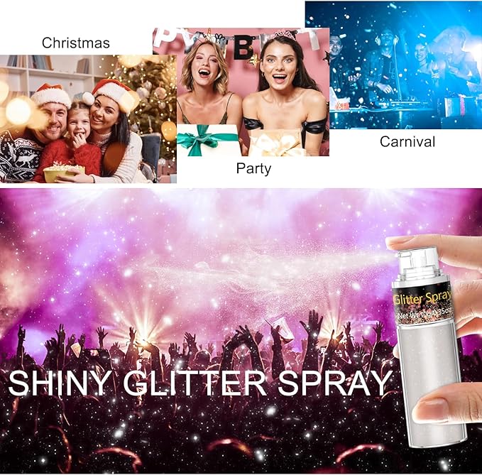 Hair and Body Glitter Spray, 1PC Peal White Glitter Hairspray Dry Powder Makeup for Clothes, Festival Rave Prom Loose Sparkle Powder,Holographic Ultra Fine Resin Glitters for Crafts,10g (Peal White)