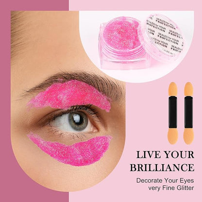 Glitter Body Face Hair Makeup Festival Gel, 6 Shapes Clear Pink Rave Glitter Face Pain Glitter Eyeshadow for Kids Women Girls Singer Concerts Festival Rave Accessories
