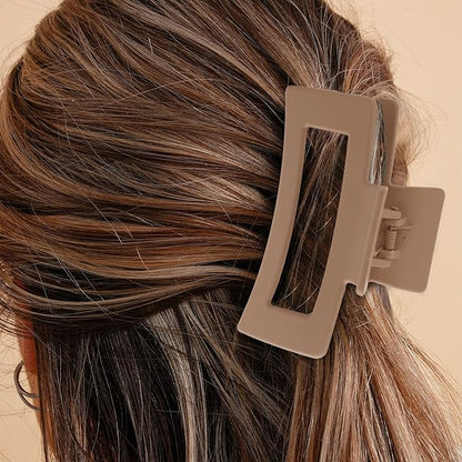 6 Pack Square Claw Clips for Women Girls, 3.5" Medium Non-slip Rectangular Matte Claws Strong Jumbo Hair Styling Accessories for Thin Hair, Wine Red
