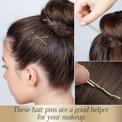 100PCS 2Inches Hair Pins Kit Hair Clips Secure Hold Bobby Pins Hair Clips for Women Girls and Hairdressing Salon With Clear Storage Box(Gold)