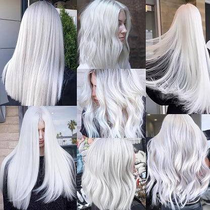 22 inch Colored Hair Extensions, Multi-colors Party Highlights Clip in Long Synthetic Hair Extensions for Girls Women Kids Party Gift(10 PCS White)
