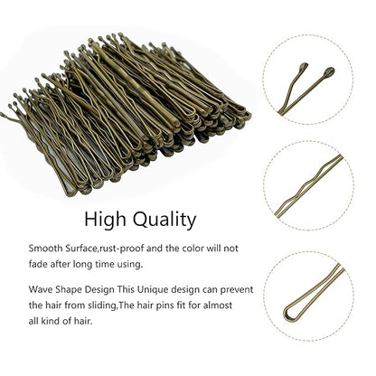 100PCS 2Inches Hair Pins Kit Hair Clips Secure Hold Bobby Pins Hair Clips for Women Girls and Hairdressing Salon With Clear Storage Box(Bronze)
