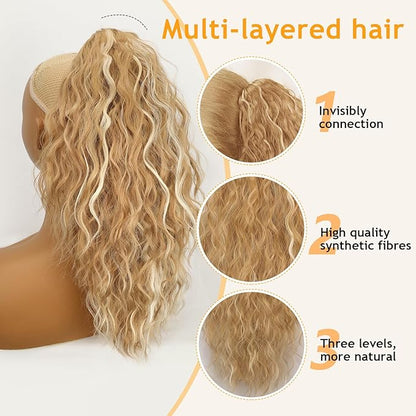 ORSUNCER Ponytail Extension Claw 18" Curly Pony Tail Clip in Claw Hair Extensions Fluffy Natural Looking Synthetic Hairpiece for Women