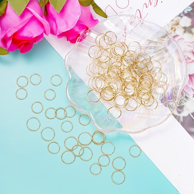 Nydotd 180 Pieces Hair Rings and Loop Clips, Women's Fashion Hip-Hop DIY Hair Accessories for Braids, Dreadlocks (12mm+14mm, KC Gold)