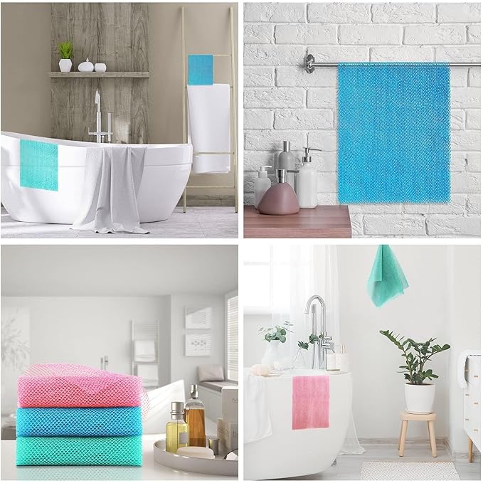 3 Pieces Long African Bath Sponge Exfoliating Body Scrubber Back Scrubber Skin Smoother,Great for Daily Use (Pink, Blue, Green)