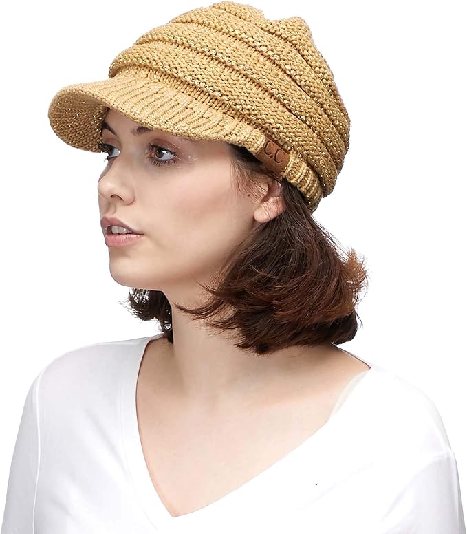 C.C Hatsandscarf Exclusives Women's Ribbed Knit Hat with Brim (YJ-131)(YJ-2023)