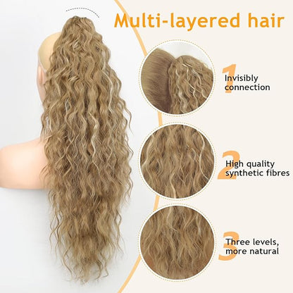 ORSUNCER Ponytail Extension Claw 26" Curly Pony Tail Clip in Claw Hair Extensions Fluffy Natural Looking Synthetic Hairpiece for Women