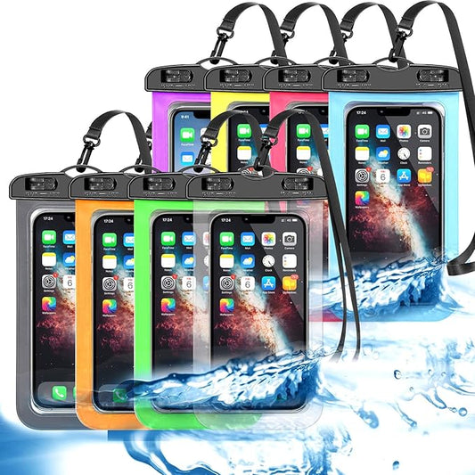 8 Pack Universal Waterproof Phone Pouch, Large Phone Dry Bag Waterproof Case for Apple iPhone 16 15 14 13 12 11 Pro Max XS Max XR X 8 7 6 Plus SE, Samsung S25 Ultra,Note,Up to 7.5"