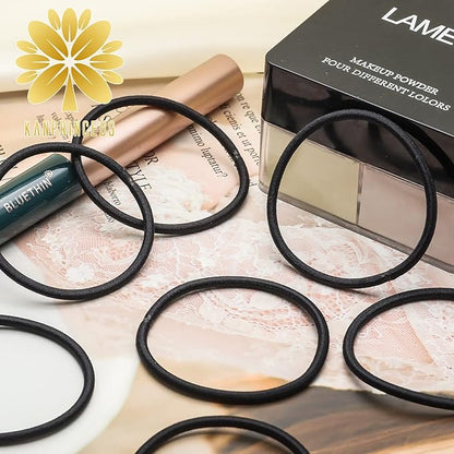 100PCS Black Hair Ties For Thick Hair, Ponytail Holders Hair Ties No Damage For Women, Elastic Thick Hair Ties Hair Bands For Girl Thin Hair (Black)