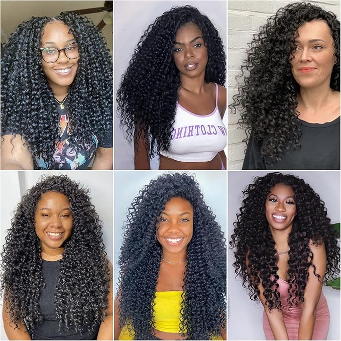 8 Packs Curly Crochet Hair GoGo Curl Crochet hair for Women Natural Black Deep Wave Braiding hair,Synthetic Bohemian Crochet Braid Water Wave Crochet hair Extensions(18inch, 1B)