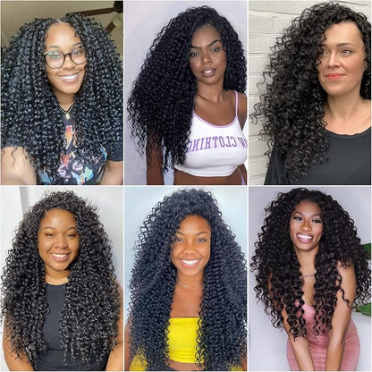 8 Packs Curly Crochet Hair GoGo Curl Crochet hair for Women Natural Black Deep Wave Braiding hair,Synthetic Bohemian Crochet Braid Water Wave Crochet hair Extensions(18inch, 1B)
