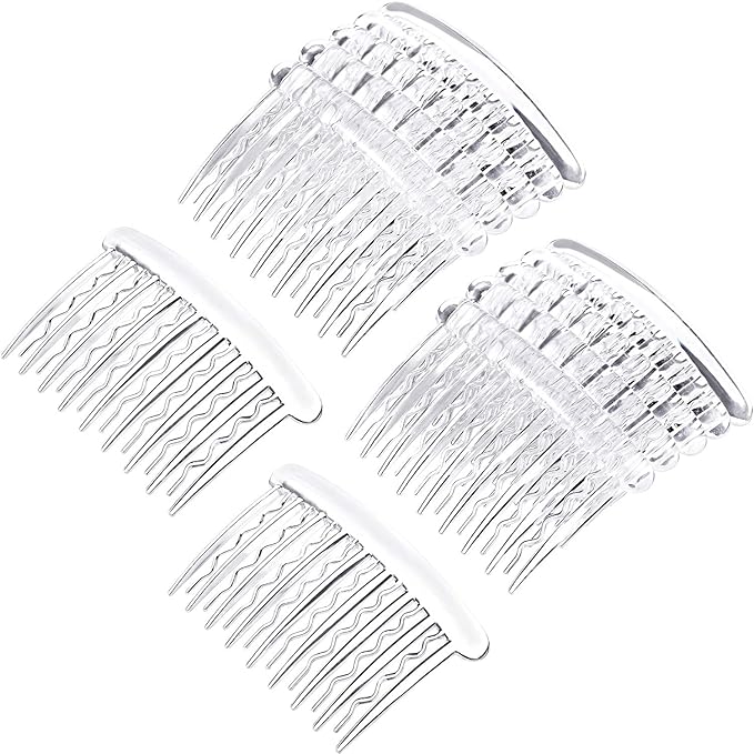 12 Pieces Plastic Teeth Hair Combs Tortoise Side Comb Hair Accessories(Transparent)