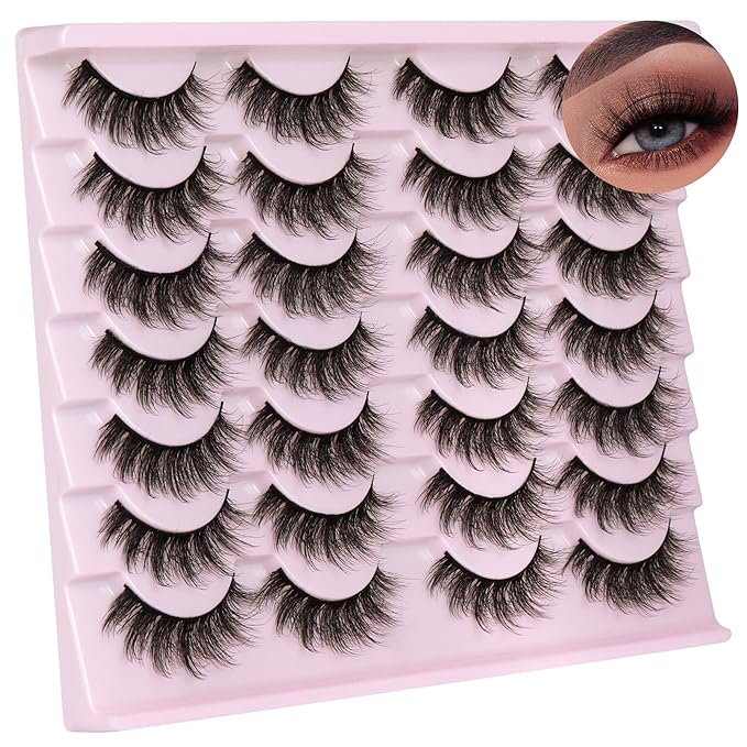 14 Pairs Wispy Mink Lashes False Eye Lashes Natural Look 5D Volume 16mm Fake Eyelashes Pack by TNFVLONEINS
