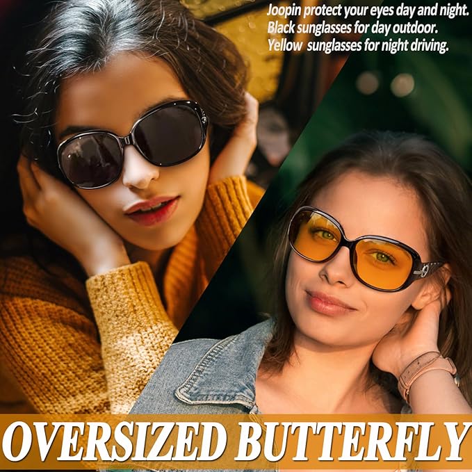Joopin Big Womens Sunglasses Polarized Trendy Sun Glasses Large Rectangle UV Protection Rhinestone Sunnies