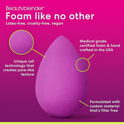 Beautyblender® | Amethyst Beauty Blender Makeup Sponge, Super-Soft Foam Easily Blends Foundations, Powders & Creams, Made in USA, Reusable, Washable, Streak Free Application, Vegan, Cruelty Free