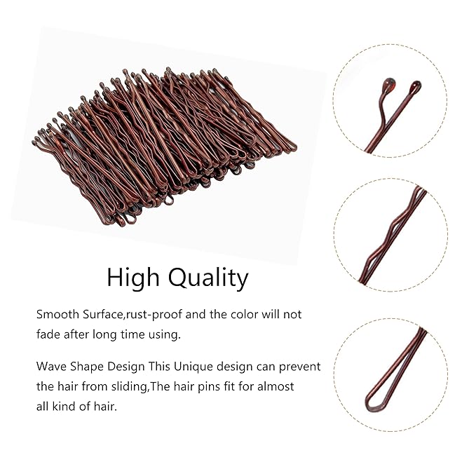 100PCS 2Inches Hair Pins Kit Hair Clips Secure Hold Bobby Pins Hair Clips for Women Girls and Hairdressing Salon With Clear Storage Box(Brown)