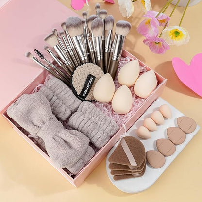 MAANGE 38 Pcs Makeup Brush Set Premium Synthetic Make Up Brushes Soft Foundation Powder Eyeliner Eye Shadow Makeup Brushes Professional Makeup Tool Set (Champagne)
