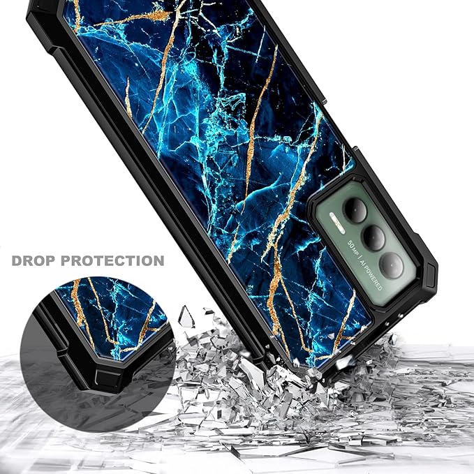 Designed for Cricket Outlast Phone Case, ATT Jetmore Case with [Built-in Screen Protector], Full-Body Protective Shockproof Rugged Bumper Cover Case (Sapphire)
