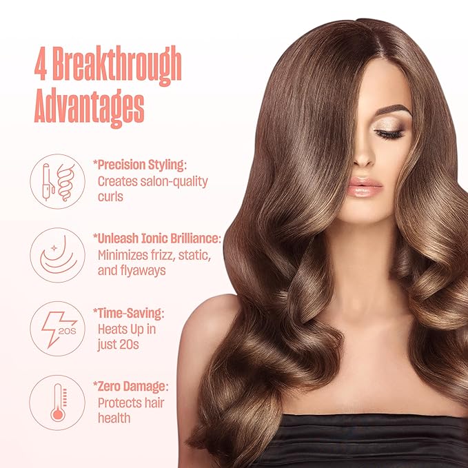 Bekind Twist Pro Thermal Brush - 1.5 Inch Versatile Heated Round Hot Air Brush, Effortless Blowout Curling Hair Styling Tools, Negative Ion Blow Out Hot Round Brush, 20s Fast Heats (Peach)