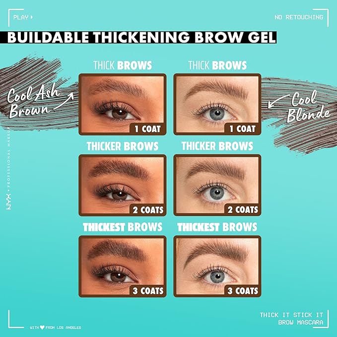 NYX PROFESSIONAL MAKEUP Thick It Stick It Thickening Brow Mascara, Eyebrow Gel - Rich Auburn