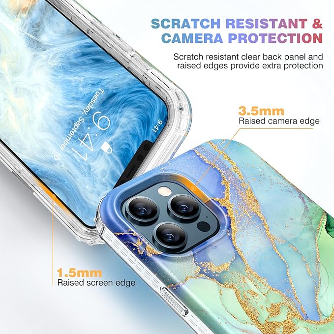 Miracase Designed for iPhone 12 Pro Max Case, Full Body Rugged Case with Built-in Touch Sensitive Anti-Scratch Screen Protector, Soft TPU Case Compatible with iPhone 12 Pro Max 6.7", Gilt Green