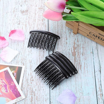 12 Pieces Plastic Teeth Hair Combs Tortoise Side Comb Hair Accessories(Black, Dark Brown)